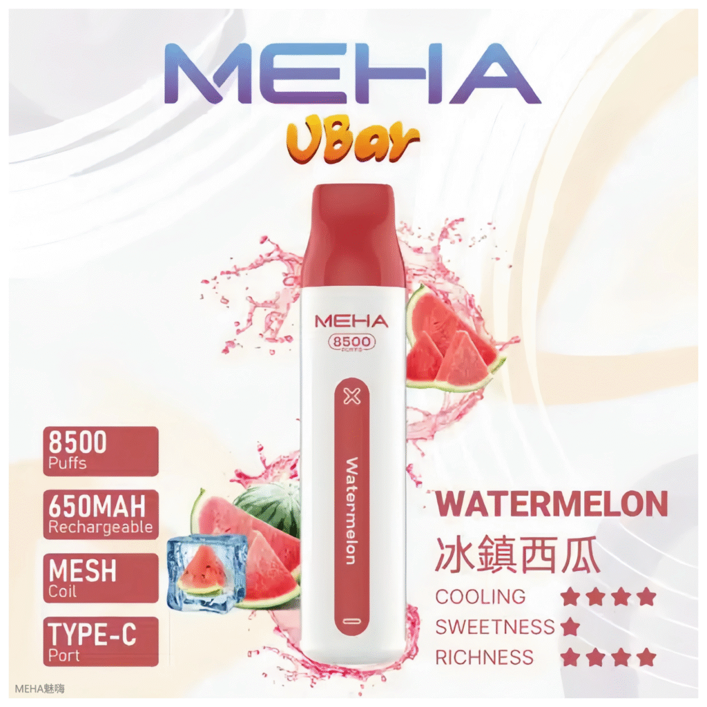 魅嗨MEHA VBar小白條 8500口大容量 一次性拋棄式電子煙【冰鎮西瓜】